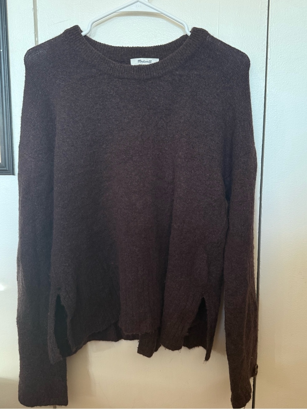 Madewell Women’s Crewneck Button Sleeve Sweater - Plum